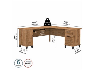 Bush Furniture Somerset 72"W L Shaped Desk with Storage, Fresh Walnut (WC81310K)