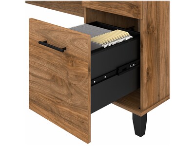 Bush Furniture Somerset 72"W L Shaped Desk with Storage, Fresh Walnut (WC81310K)
