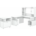 kathy ireland® Home by Bush Furniture Madison Avenue 60 L-Shaped Desk with Hutch and File Cabinet, Pure White (MDS013PW)