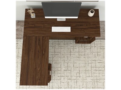 kathy ireland® Home by Bush Furniture Madison Avenue 60" L-Shaped Desk with Drawer and Storage, Modern Walnut (MDS001MW)