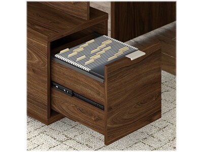 kathy ireland® Home by Bush Furniture Madison Avenue 60" L-Shaped Desk with Drawer and Storage, Modern Walnut (MDS001MW)