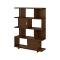 kathy ireland® Home by Bush Furniture Madison Avenue 4-Shelf 63H Geometric Bookcase with Doors, Modern Walnut (MDB163MW-03)