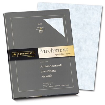 Southworth Parchments 8.5 x 11 Multipurpose Paper, 24 Lbs., 100 Brightness, Blue, 100/Box (P964CK)