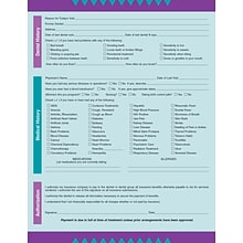 Medical Arts Press® Dental Registration and History Form; Purple and Teal Design