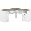 Bush Furniture Fairview 60 L-Shaped Desk with Drawers and Storage Cabinet, Shiplap Gray/Pure White