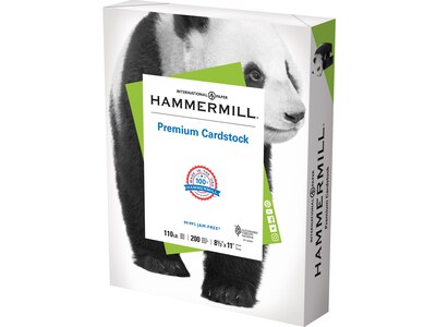Hammermill Premium Cardstock Paper, 110 lbs, 8.5 x 11, White, 200 Sheets/Ream (168380R) | Quill