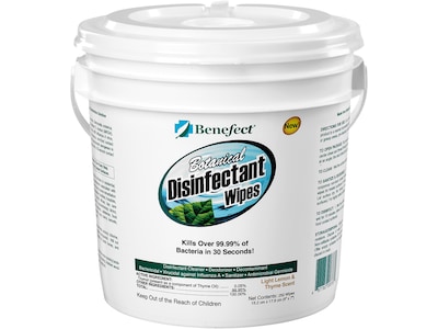 Benefect Botanical Disinfecting Wipes, Light Lemon/Thyme Scent, 250 Wipes/Container (20376)