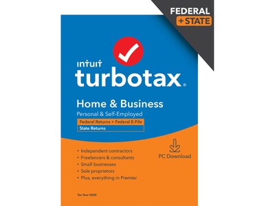 TurboTax Home & Business 2020 Federal and State for 1 User, Windows, Download (0608701)
