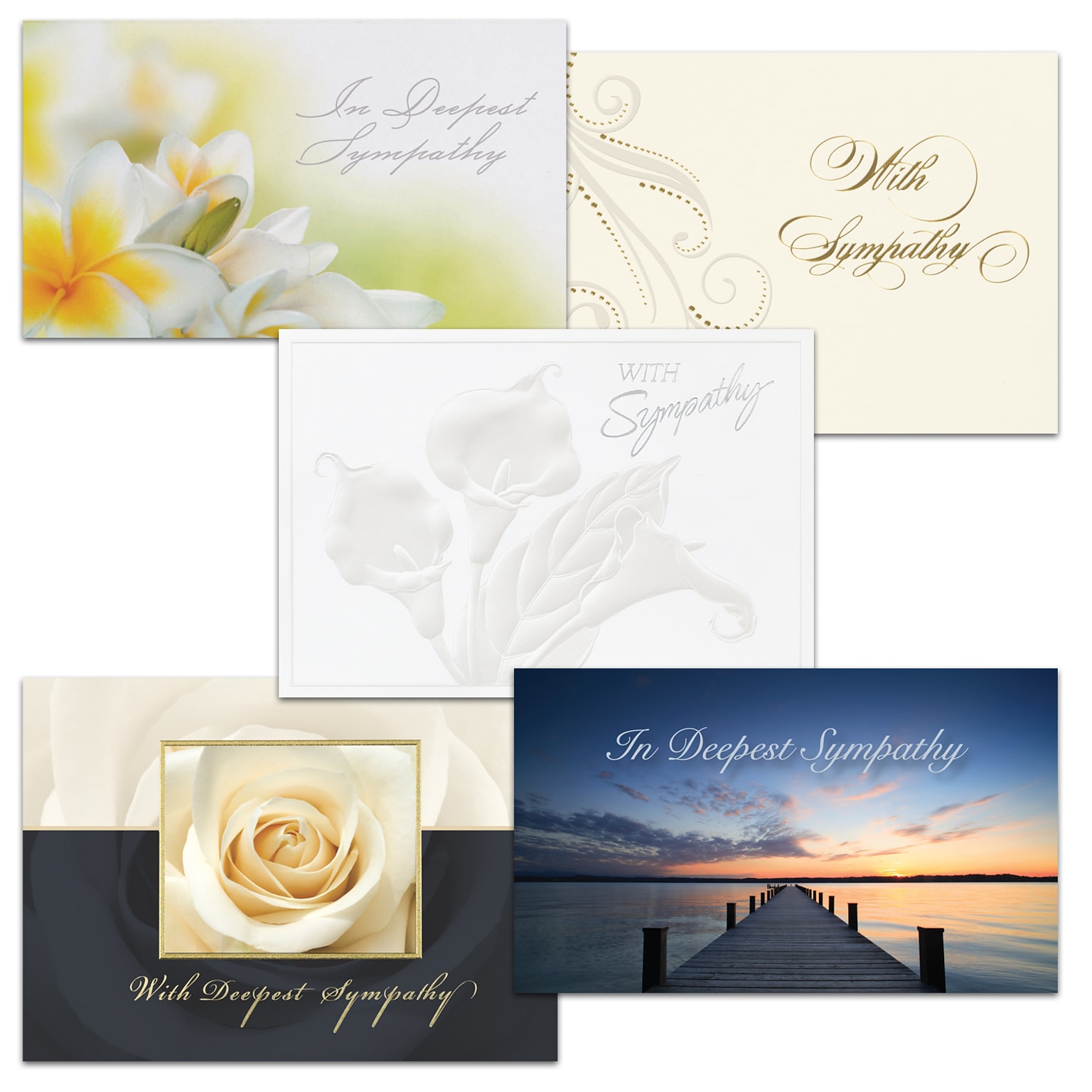 Assorted Sympathy Cards, With Envelopes, Various Card Sizes, 25 Cards per Set