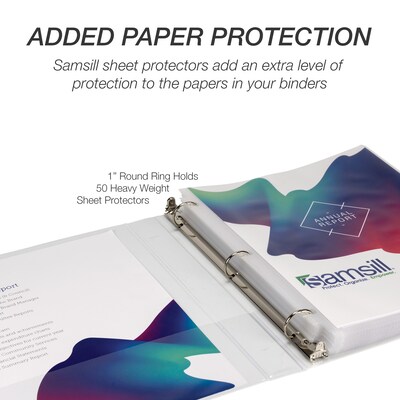 Samsill Economy 1" View Binders, 3-Ring , Made in USA, White, 12/Pack (I008537C)