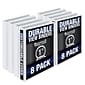 Samsill Durable Non-Stick 1" 3-Ring View Binder, White, 8/Pack (S88437)