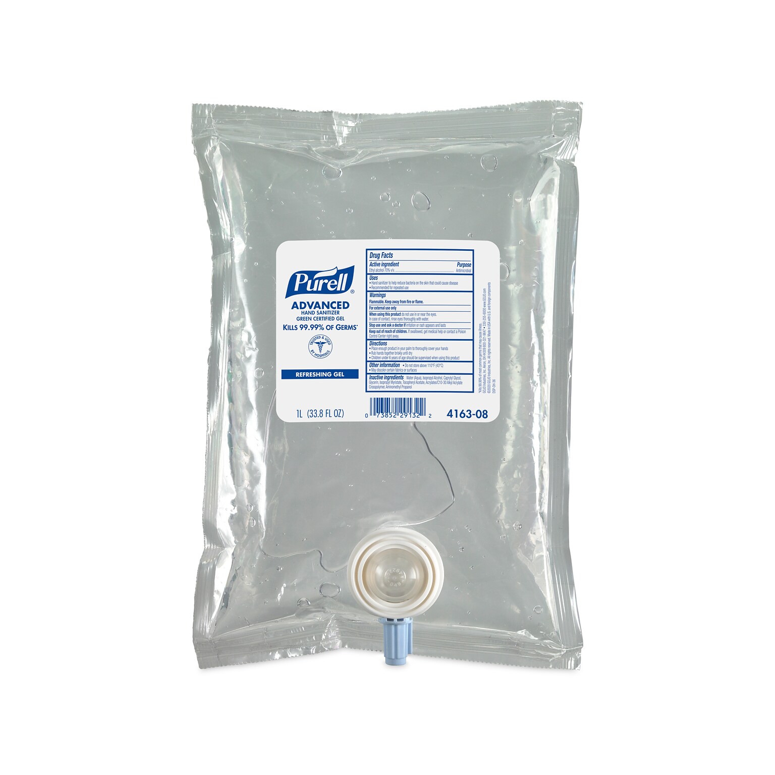 PURELL Advanced 70% Alcohol Gel Hand Sanitizer Refill for CS2 and NXT Dispensing Systems, 1000mL, 8/Carton (4163-08)