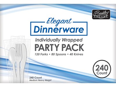 BERK Elegant Dinnerware Polystyrene Cutlery, Medium-Weight, White, 240/Box (1065508)