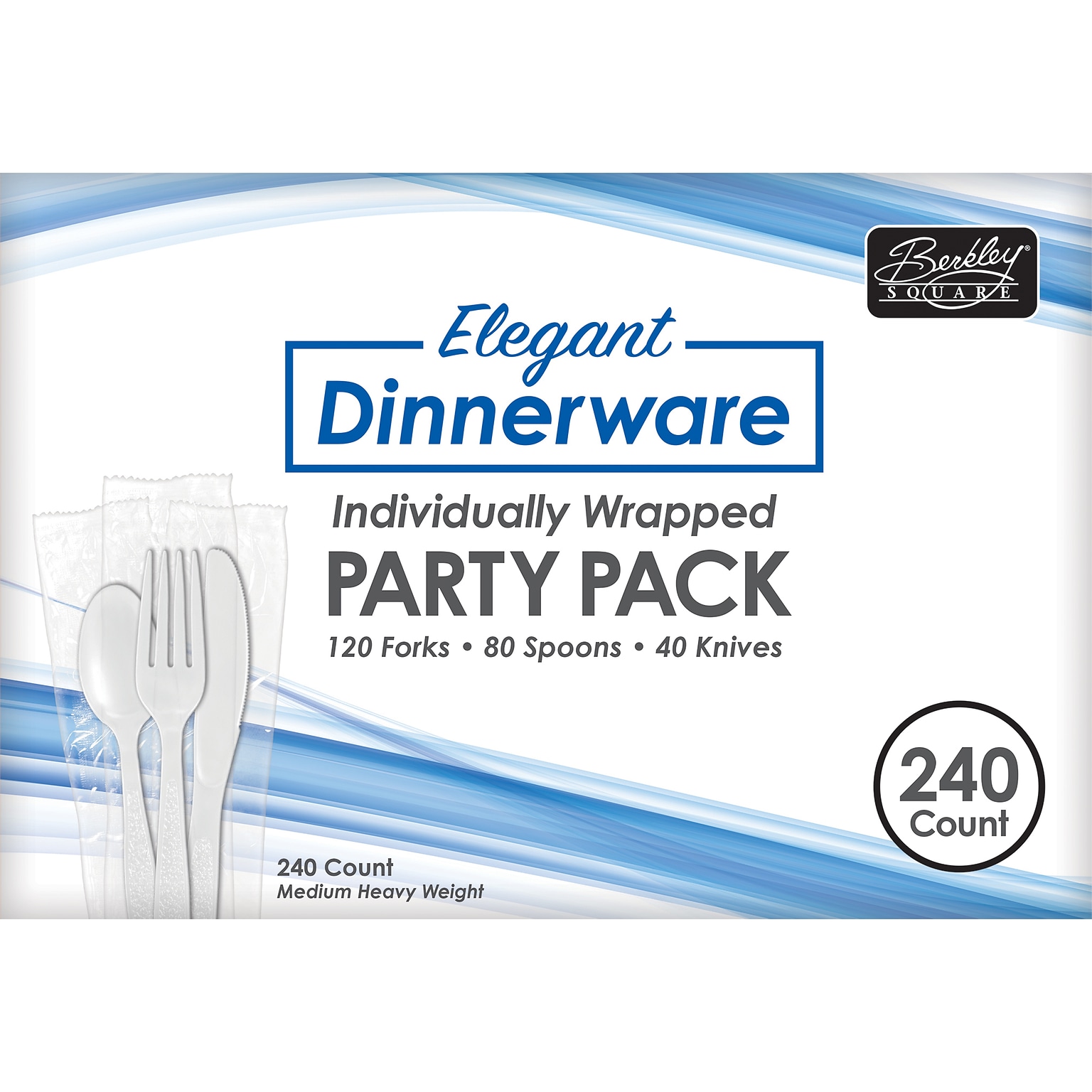 BERK Elegant Dinnerware Polystyrene Cutlery, Medium-Weight, White, 240/Box (1065508)