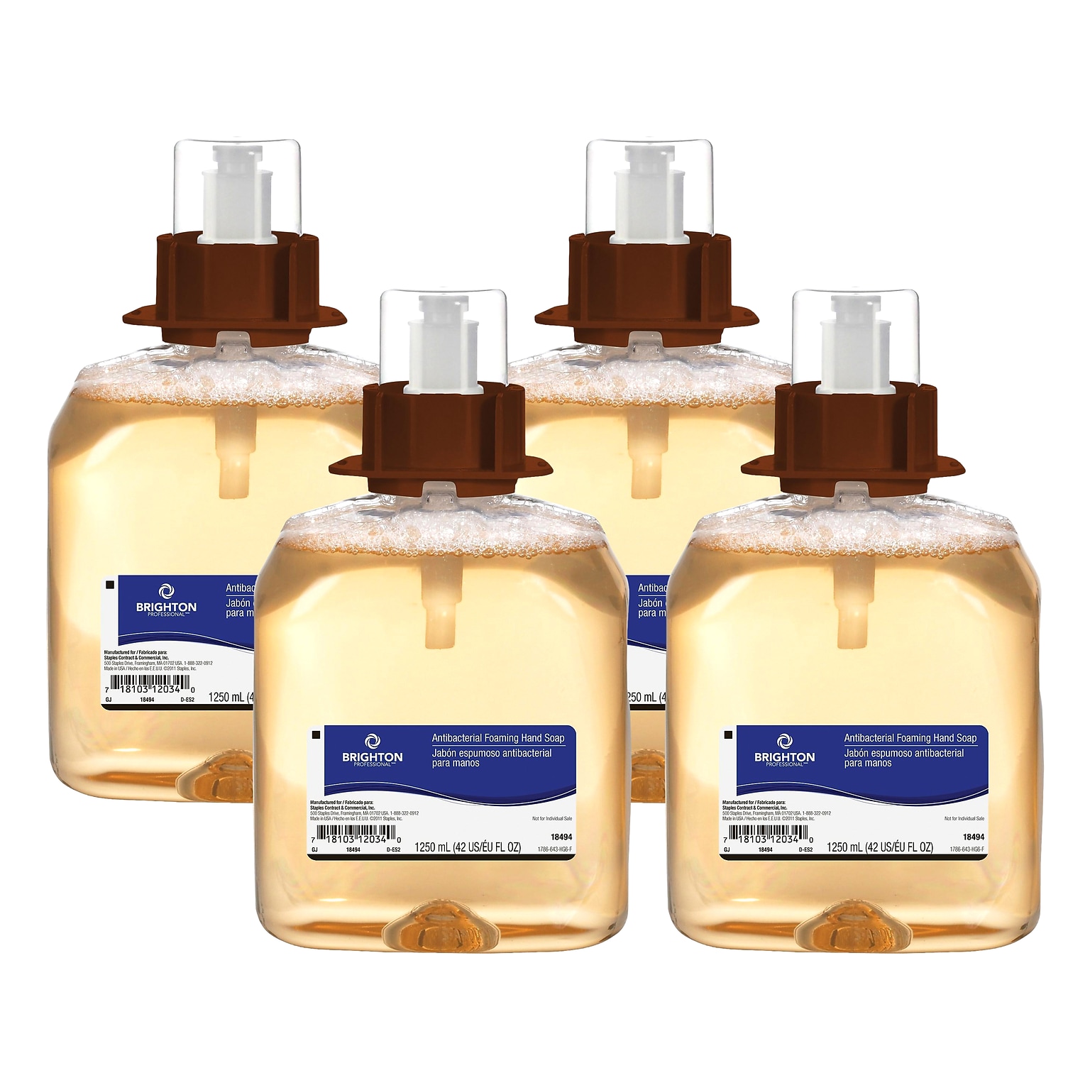 Brighton Professional Antibacterial Foaming Hand Soap Refill for BP Dispenser, Orange Scent, 1250 ml., 4/Carton (BPR59207)