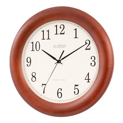 La Crosse Technology 12.5 Inch Cherry Wood Atomic Analog Clock (WT-3122A-INT)