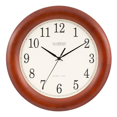 La Crosse Technology 12.5 Inch Cherry Wood Atomic Analog Clock (WT-3122A-INT)