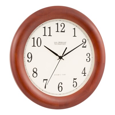 La Crosse Technology 12.5 Inch Cherry Wood Atomic Analog Clock (WT-3122A-INT)