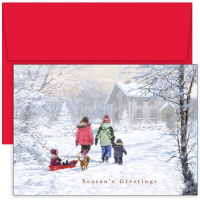 JAM PAPER Christmas Cards & Matching Envelopes Set, 7 6/7 x 5 5/8, Winter Wonderland, 18/Pack (526940300)