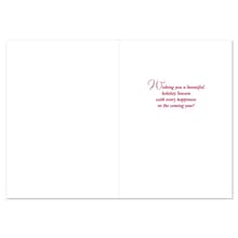 JAM PAPER Christmas Cards & Matching Envelopes Set, 7 6/7 x 5 5/8, Holiday Wishes Wreath, 16/Pack