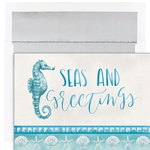 JAM PAPER Christmas Cards & Matching Envelopes Set, 7 6/7 x 5 5/8, Seas & Greetings, 18/Pack (5269