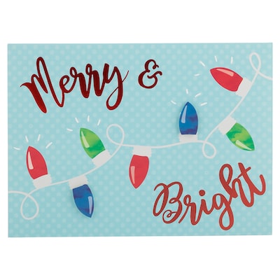 JAM PAPER Handmade Christmas Cards & Matching Envelopes Set, Merry & Bright Lights, 12 Cards/Pack (JAM2IG105696)