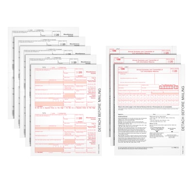 TOPS 2020 1099-MISC Tax Forms, White, Includes 5-Part Laser/Inkjet Sets with 1096 Forms, 50/Pack (22993Q)