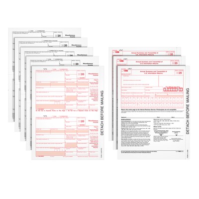 TOPS 2020 1099-MISC Tax Forms, White, Includes 5-Part Laser/Inkjet Sets with 1096 Forms, 50/Pack (22993Q)