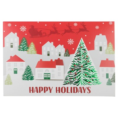 JAM PAPER Handmade Christmas Cards & Matching Envelopes Set, Snowy Christmas Town, 12 Cards/Pack (JAM3IG105984)