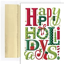 JAM PAPER Christmas Cards & Matching Envelopes Set, 7 6/7 x 5 5/8, Happy Everything Holidays, 18/P