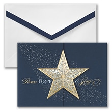 JAM PAPER Blank Christmas Cards & Matching Envelopes Set, Star Gatefold, 25/Pack (526M0977WB)
