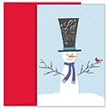 JAM PAPER Christmas Cards & Matching Envelopes Set, 7 6/7 x 5 5/8, Top Hat Snowman, 18/Pack (52694