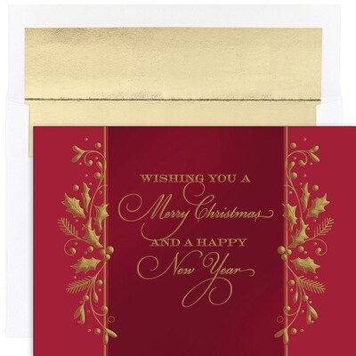 JAM PAPER Christmas Cards & Matching Envelopes Set, 7 6/7 x 5 5/8, Christmas Tradition, 16/Pack (526935600)