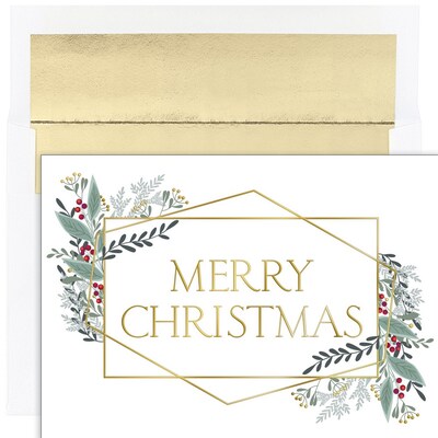 JAM PAPER Christmas Cards & Matching Envelopes Set, 7 6/7 x 5 5/8, Modern Christmas, 16/Pack (526935500)