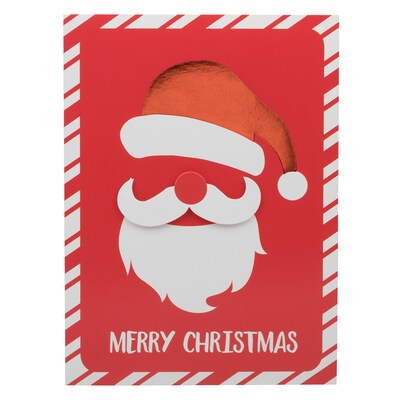 JAM PAPER Handmade Christmas Cards & Matching Envelopes Set, Simple Santa w/ Candycane Border, 12 Cards/Pack (JAM4IG105697)