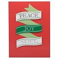 JAM PAPER Handmade Christmas Cards & Matching Envelopes Set, Peace Joy Noel Ribbon, 12 Cards/Pack (JAM2IG105697)