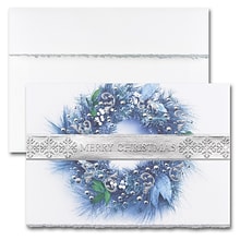 JAM PAPER Blank Christmas Cards & Matching Envelopes Set, Merry Christmas Wreath, 25/Pack (526M0214W