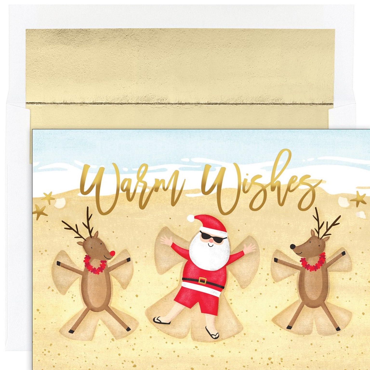 JAM PAPER Christmas Cards & Matching Envelopes Set, 7 6/7 x 5 5/8, Beach Angels, 18/Pack (526941100)
