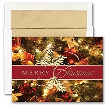 JAM PAPER Blank Christmas Cards & Matching Envelopes Set, Merry Christmas Greens, 25/Pack (526M1502W