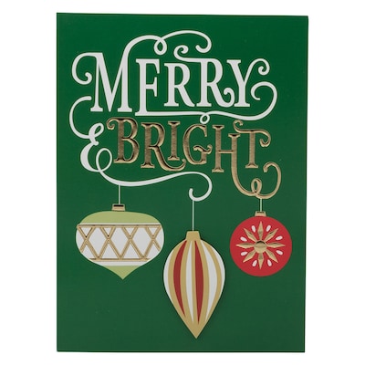 JAM PAPER Handmade Christmas Cards & Matching Envelopes Set, Merry & Bright Ornaments, 12 Cards/Pack (JAM4IG105984)