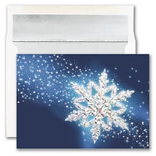 JAM PAPER Blank Christmas Cards & Matching Envelopes Set, Single Snowflake, 25/Pack (526M1587WB)