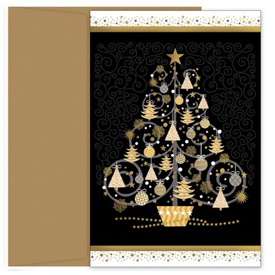 JAM PAPER Christmas Cards & Matching Envelopes Set, 7 6/7 x 5 5/8, Tree of Trees, 18/Pack (526940400)