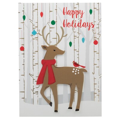JAM PAPER Handmade Christmas Cards & Matching Envelopes Set, Happy Holidays Reindeer, 12 Cards/Pack (JAM3IG105697)