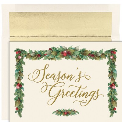 JAM PAPER Christmas Cards & Matching Envelopes Set, 7 6/7 x 5 5/8, Seasons Beauty, 18/Pack (526936500)