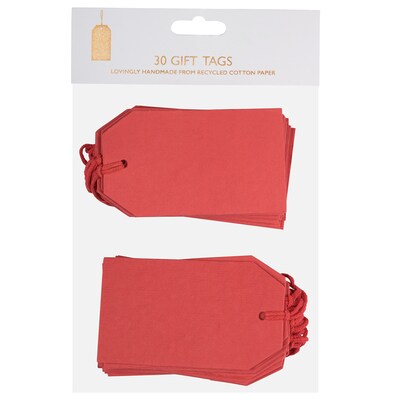 JAM Paper Handmade Gift tags with String, 4 x 2 1/4, Red, 30/Pack (91937423)