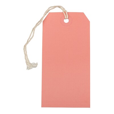 JAM PAPER Gift Tags with String, Medium, 4 3/4 x 2 3//8, Pink, Bulk 1000/Carton (39197118C)