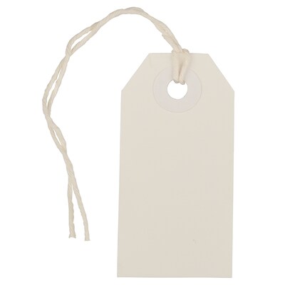 JAM PAPER Gift Tag with String, Tiny, 2 3/4 x 1 3/8, White, Bulk 1000/Carton (391913522C)