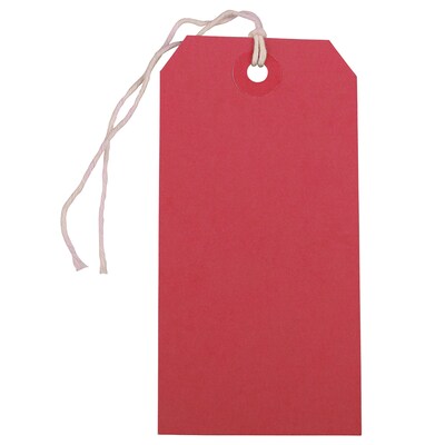 JAM PAPER Gift Tags with String, Medium, 4 3/4 x 2 3//8, Red, Bulk 1000/Carton (39197119C)