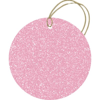 JAM PAPER Glitter Gift Tags with String, Circular, 2 1/2 x 2 1/2, Light Baby Pink, 30/Pack (52627209675)