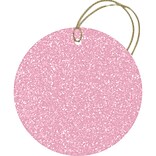JAM PAPER Glitter Gift Tags with String, Circular, 2 1/2 x 2 1/2, Light Baby Pink, 30/Pack (52627209